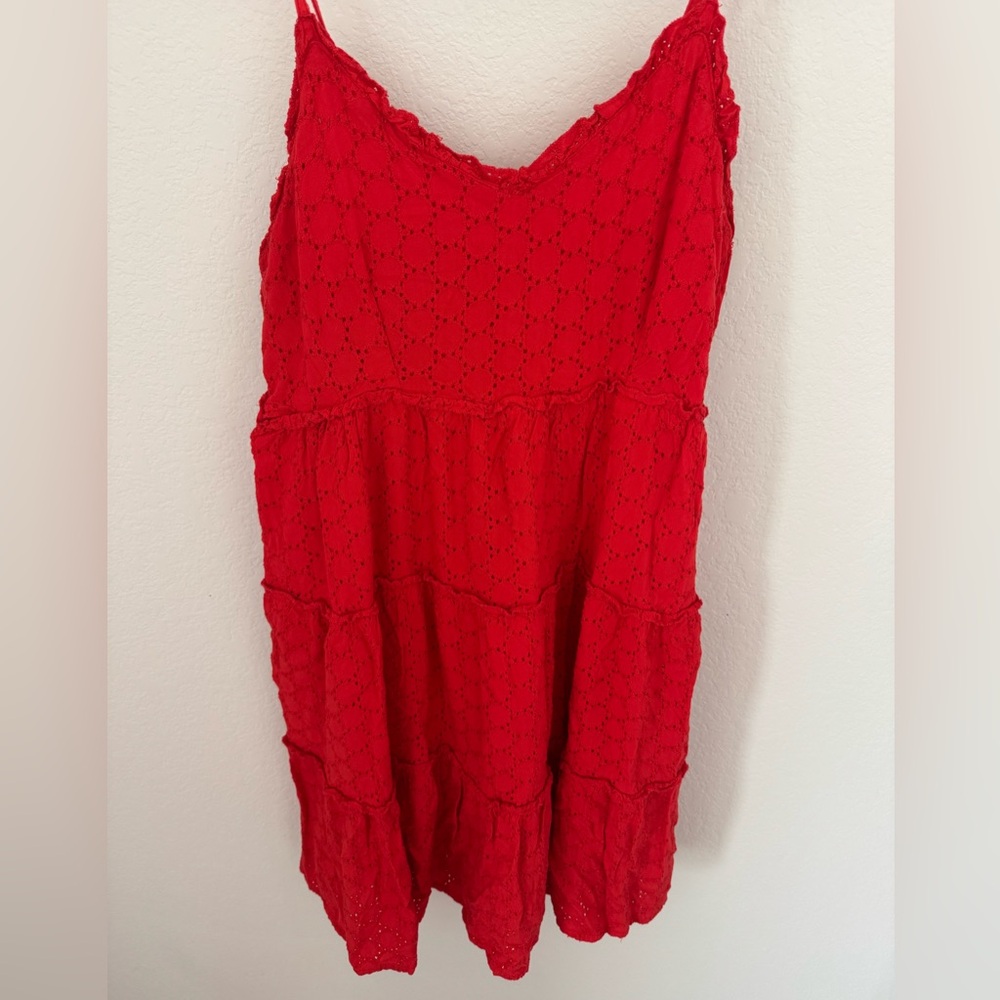 Red Eyelet Sleeveless dress